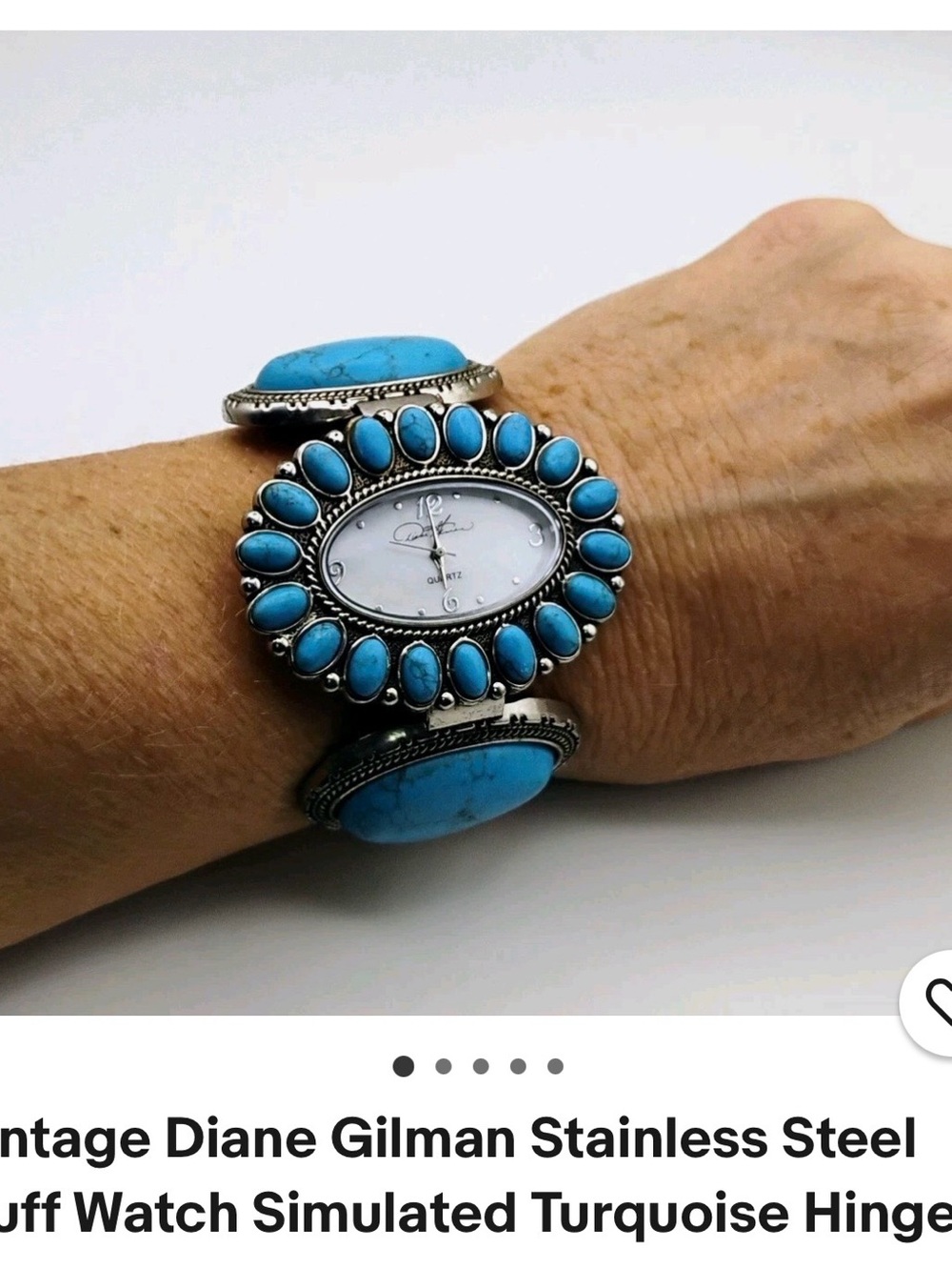 Diane Gilman Silver-Tone Watch with faux Turquoise Stones